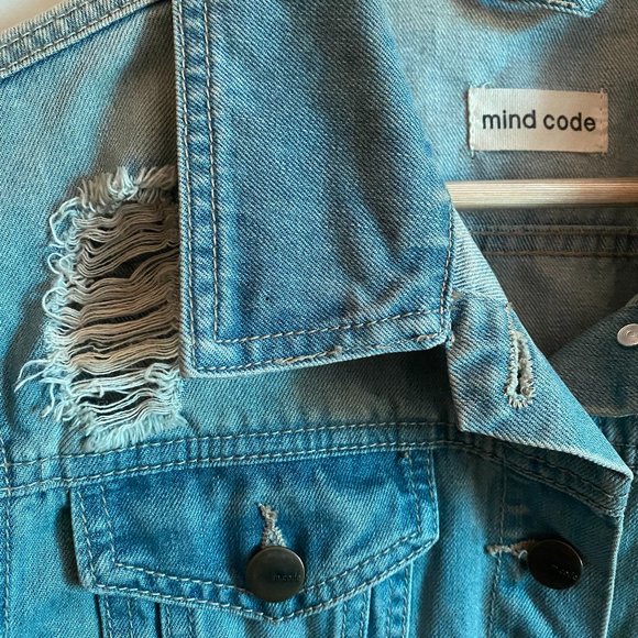 Mind Code Distressed Denim Jacket - Picture 1 of 6